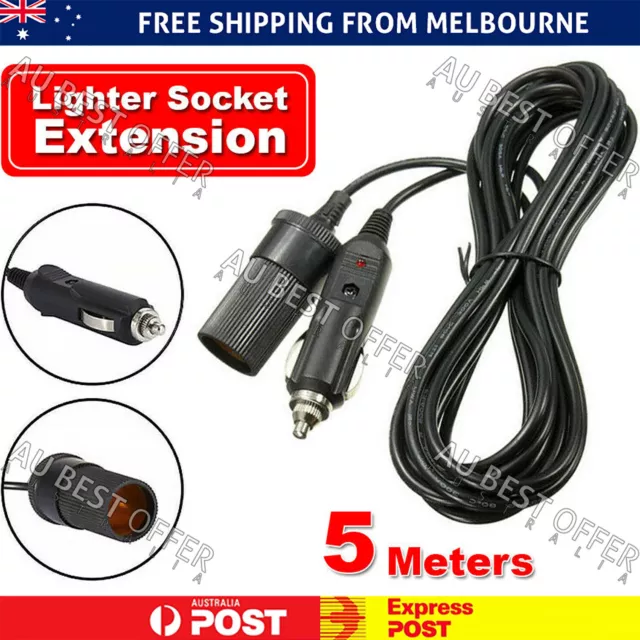 5m Car Cigarette Cigar Lighter Extension Adapter Plug Cable Cord Lead Socket AU