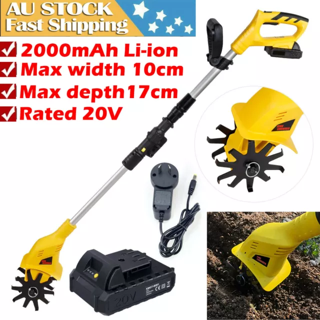 Portable Cordless Tiller Rotary Hoe Mini Electric Garden Cultivator with Battery