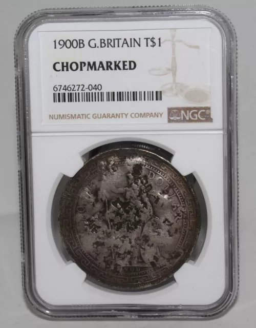 1900 B Great Britain Silver Trade Dollar Coin NGC Chopmarked