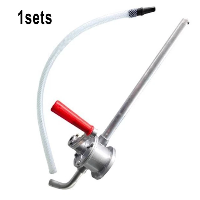 Mano Pompa Strumento Tamburo Carburante Olio Gas Canna Autoadescante Argento Red