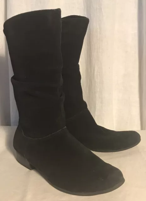 St johns Bay Womens Black Suede Ankle Slouch Boots Sz 7.5 pre-owned