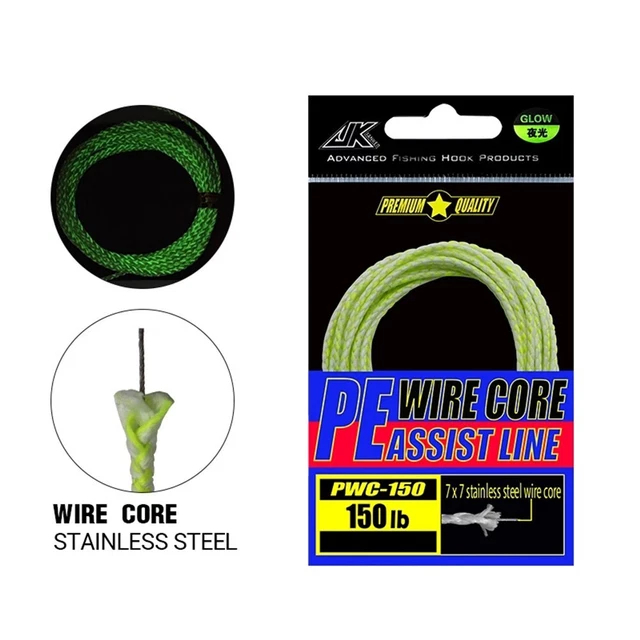 60/90/120/150LB Luminous Fishing Assist Line PE Braided Hollow Core Binding Rope