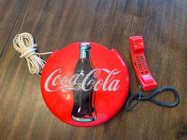 Vintage 1997 Coca Cola Red Button Disc Cord Stand Up Wall Mount Telephone