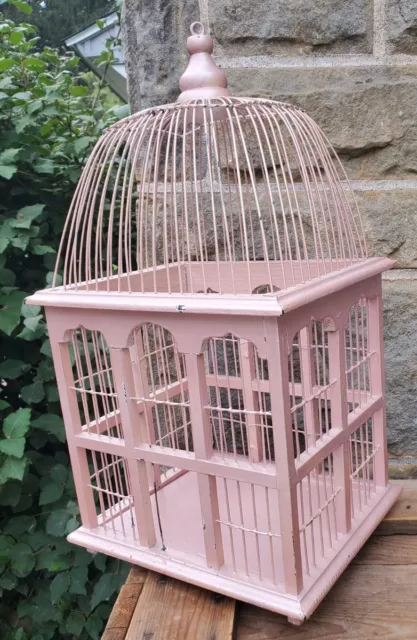 Vintage shabby pink 1930’s Dome Top Wood/Wire Hand Painted Birdhouse
