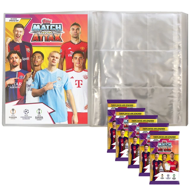 Champions League 2023/24 - carte collezionabili - 1 cartella da collezione vuota + 5 booster