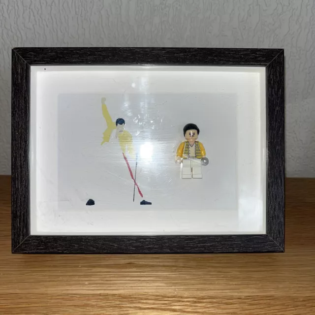 Freddie Mercury from Queen framed picture With Lego Figure