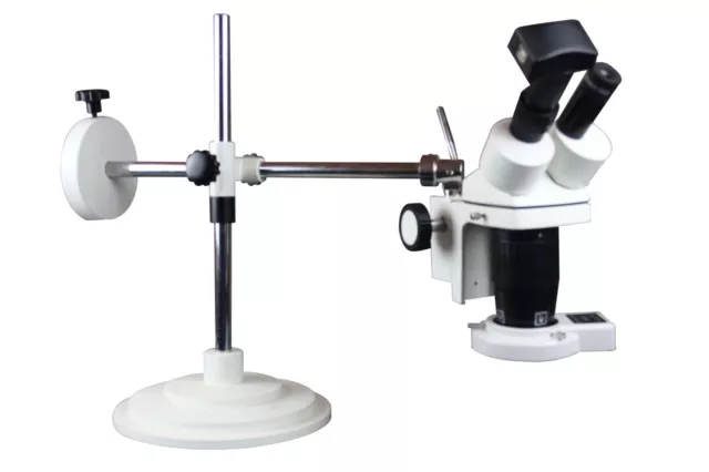 Professional Stereo Microscope Boom XYZ Movement Stand w Circular Light & Camera