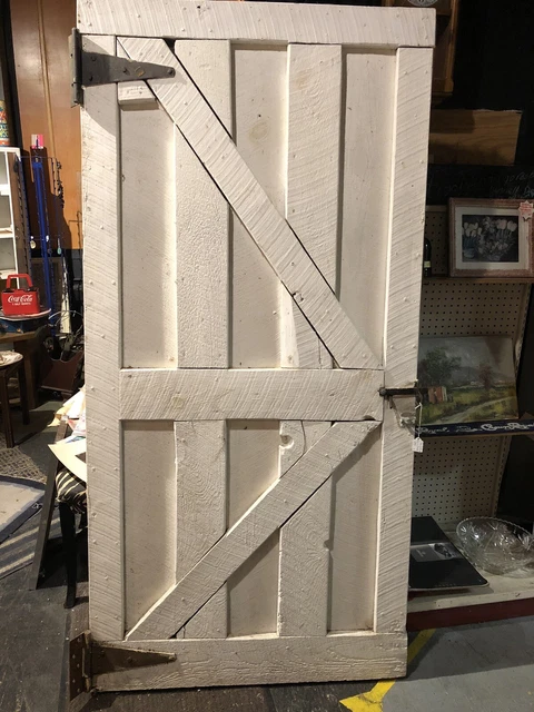 Large Antique Barn Door Wood Rustic with Hardware farmhouse 19th century white