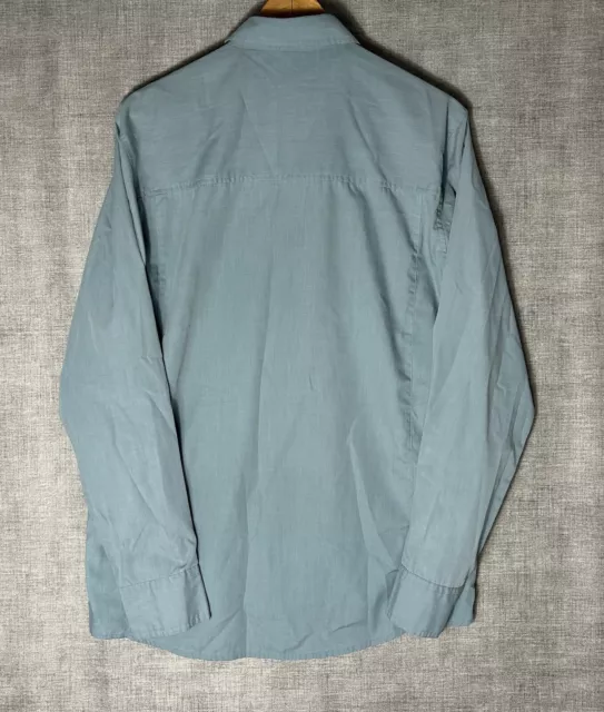 Rohan Bags Long Sleeved Shirt Blue  Mens Size Medium Outdoors Snap Buttons 2