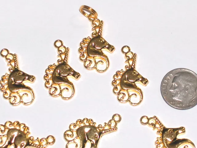 2pc Miniature little Gold plated Magical Fairy Unicorn Pendant rare charms