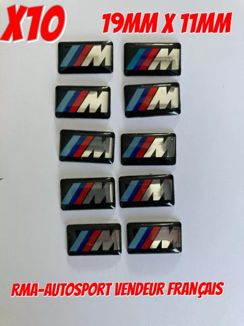 10 AUTOCOLLANT STICKERS 3D  Logo BMW M Motorsport JANTES VOLANT 19mm X 11mm