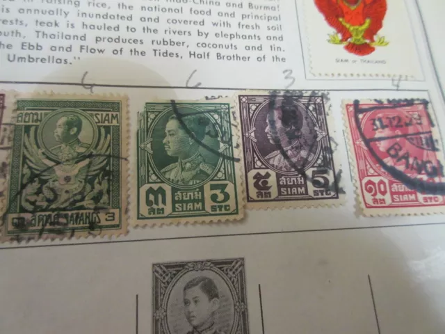 Timbres Siam-Thaïlande neufs et d'occasion. Il y a 12 timbres. Deux autocollants drapeau neufs 3