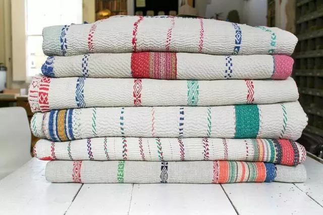 Wholesale Indian Vintage Kantha Heavy Quilt Handmade Cotton Reversible Quilt 5PC