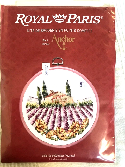 Kit Broderie Point De Croix Lavande Et Provence - 6 Sachets Avec Toile Aida, Fils Et Aiguille - Loisir Créatif