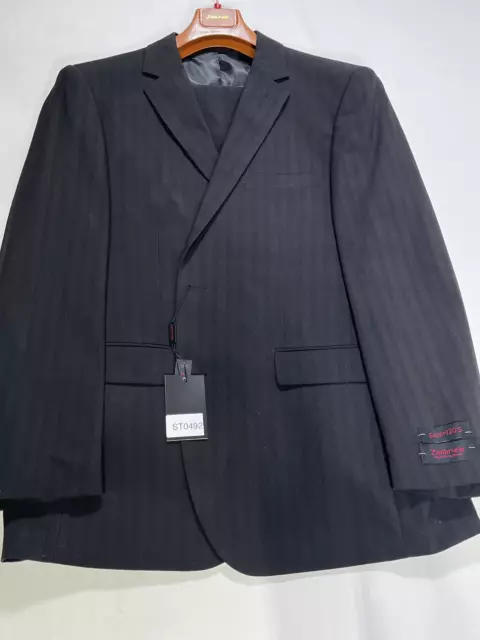 Mens Zenbriele Black 2 Button Suit Size 44R 38W NEW