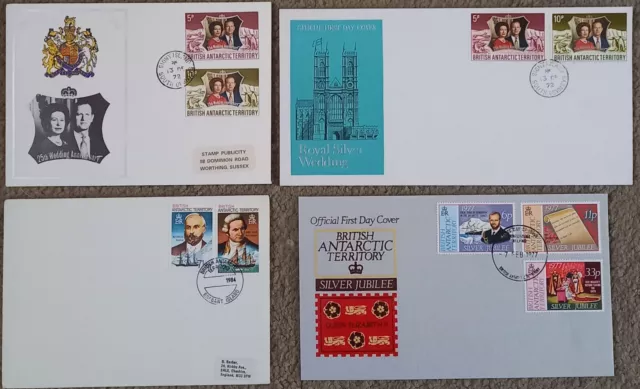 4 x BRITISH ANTARCTIC TERRITORY Covers 1972 to 1984  - Silver Wedding etc