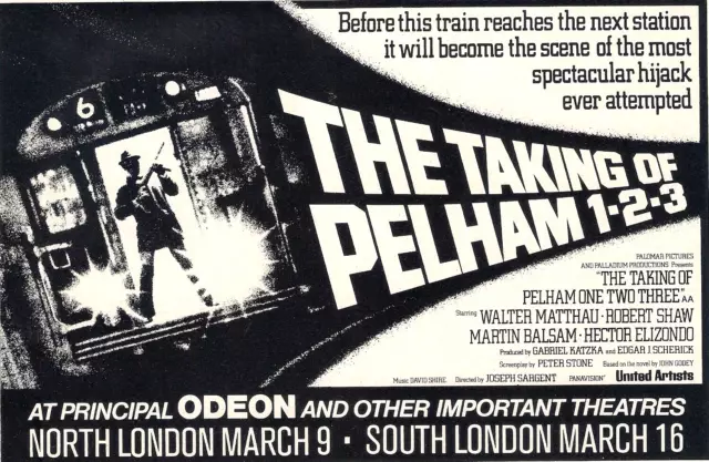 A5 Film Magazine Advert Taking of Pelham 1-2-3 Walter Matthau Robert Shaw