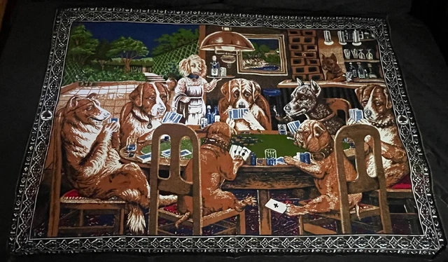 Classic Vintage Tapestry - Poker Dogs -RTC New York - Made in Turkey 1980's