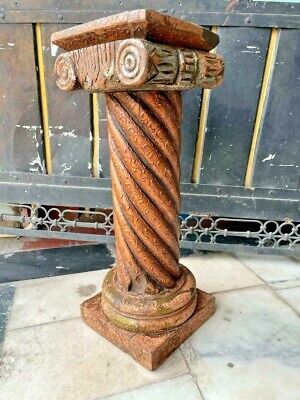 Old Vintage Rare Unique Hand Carved Wooden Painted Multipurpose Pillar Stand