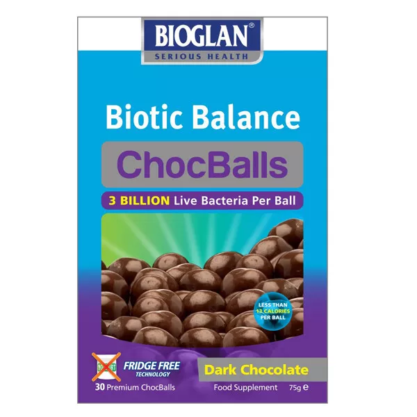 Bioglan pro-Biotic Balance Chocballs Dunkle Schokolade Geschmack 30 Kautabletten