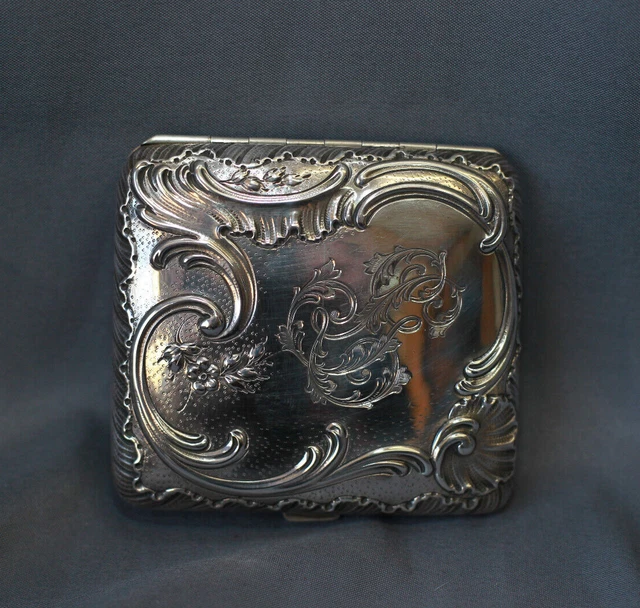 PORTE CIGARETTE ANCIEN en métal argenté gaufré EUR 45,00 - PicClick FR