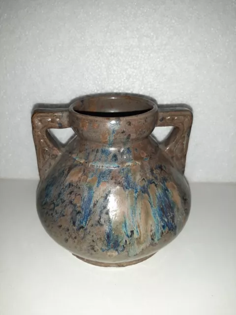 Vase en grès vernissé à deux anses, signé REFLEX AL esprit Metenier