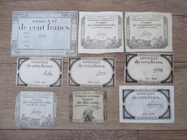 Collection of very old 1700's bank notes from France.