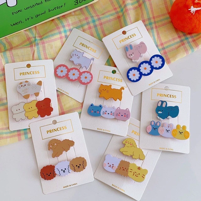 Women Cat Flower Hairpin Cute Kawaii Cartoon Hair Clips Girl Kids Headwear Set
