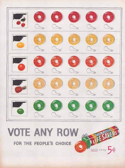 Print Ad Life Savers Five Flavors 1956 Full Page Large Magazine 10.5"x13.5"