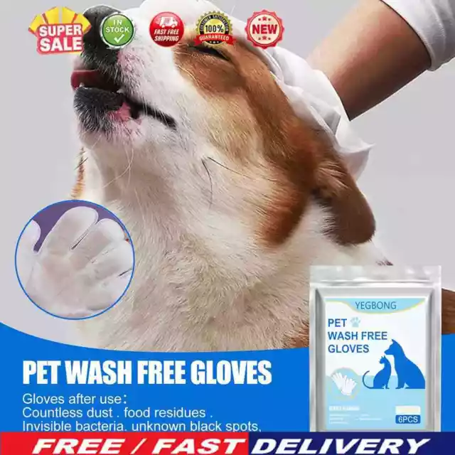 6pcs Cats Dogs Grooming Wash Free Disposable Gloves Wipes Non Woven Pet Products