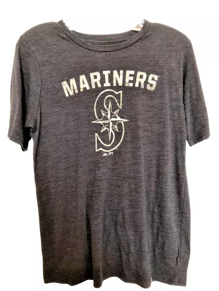 Majestic Women's Size XL Tee T-Shirt Crew Neck Short Sleeve Gray Blue
