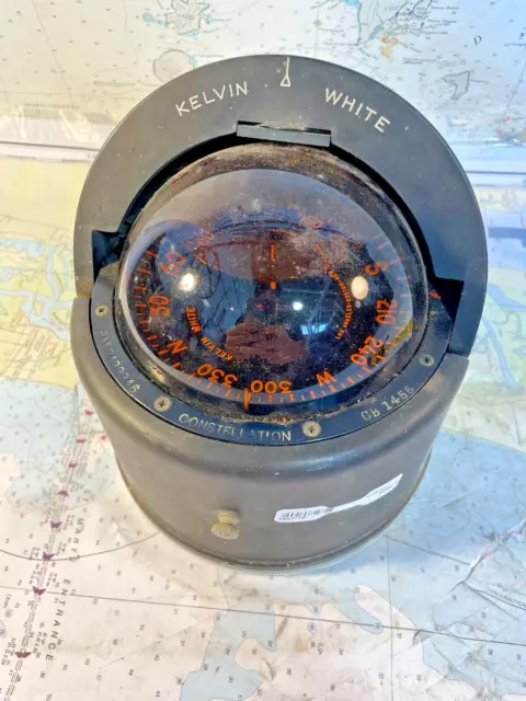 Vintage Kelvin White Constellation Marine Boat Navigation Compass CB 1456 12 Vdc