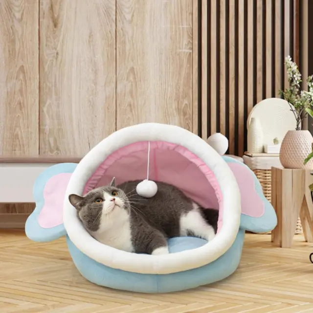 Cute Cat Bed Pet Tent Cave Kennel for Puppy Kitten Rabbit Plush Washable