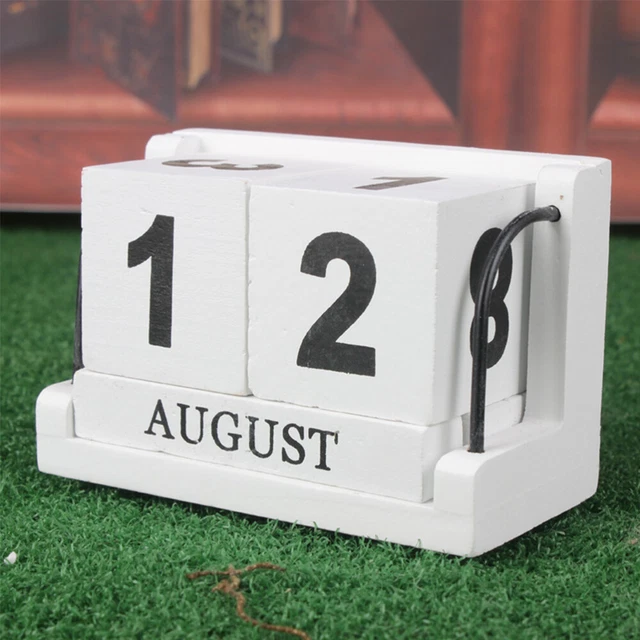 Weiß Bambus Büro Retro Ewiger Kalender Kalenderblock Mit Verbranntem Effekt
