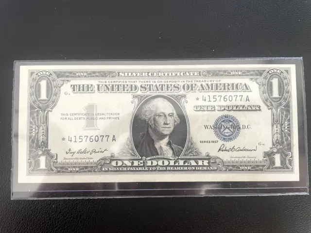 1957 STAR NOTE  $1 Dollar Silver Certificate (Blue Seal) Uncirculated CRISP