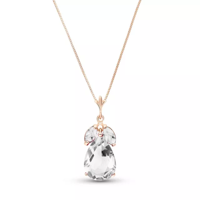 14K. SOLID GOLD NECKLACE WITH NATURAL WHITE TOPAZ (Rose Gold)