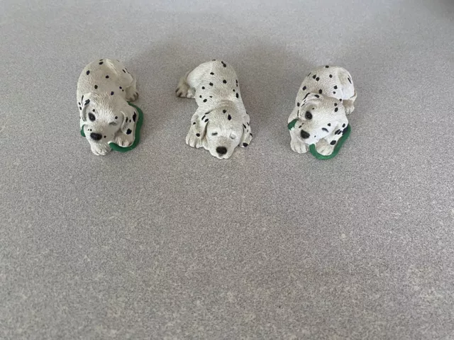 SANDRA BRUE Sandicast Sleeping Dalmation Puppy Dog -SET OF 3 ! Vintage