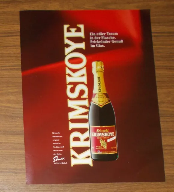 Seltene Werbung KRIMSEKT KRIMSKOYE - Ein edler Traum in der Flasche 1997