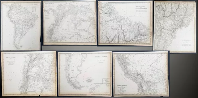 1831-40 SDUK 7 x Large Antique Maps of South America Countries & Regions