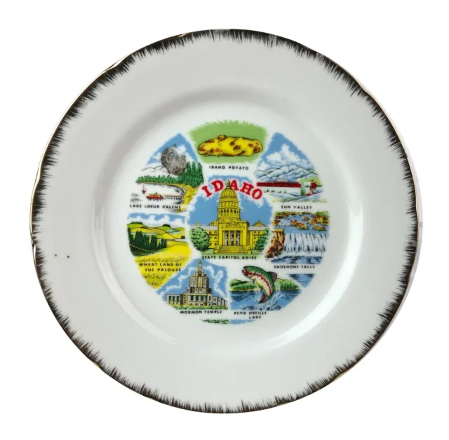Vintage Souvenir Display Plate Idaho the Gem State 9" Colorful