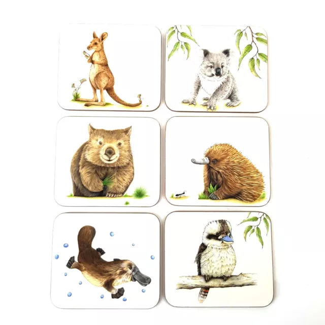 6 Australia Animal Souvenir Coasters 6 Different Australian Animals Gift Box