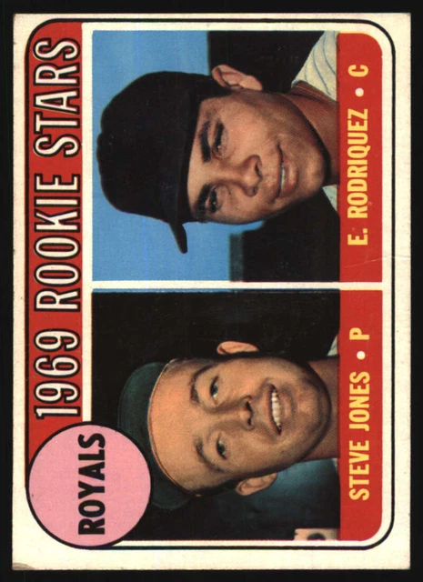1969 TOPPS #49 Steve Jones/Ellie Rodriguez VG/VGEX RC recrue Royals ...