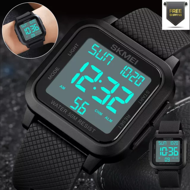 Reloj de pulsera Deportivo militar para Hombre con banda de silicona impermeable