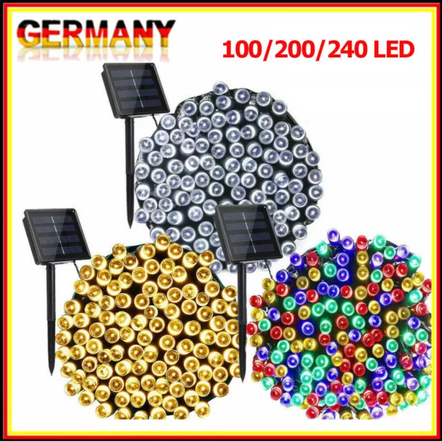 Solar Lichterkette Beleuchtung Kette 100 | 200 | 240 LED Party Garten Außen Deko