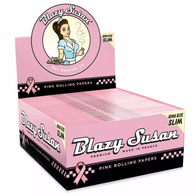 Blazy Susan King Size Slim Papers Rolling Papers Pink Kingsize Skins Full Box