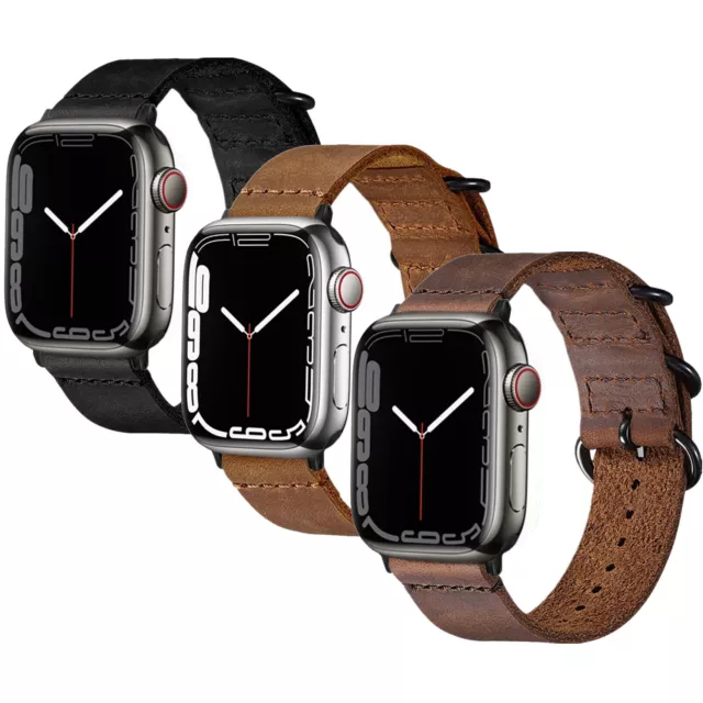 For Apple Watch Strap Leather Band ULTRA 9 8 7 SE 6 5 4 3 41/40/38/49/45/44/42mm 2