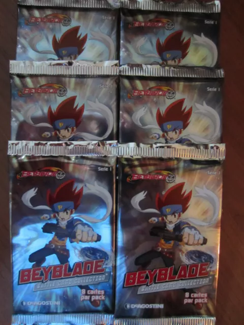 Lot de 6 BOOSTERS (à ouvrir) de 8 cartes BEYBLADE Battle Card  Série 1 VF