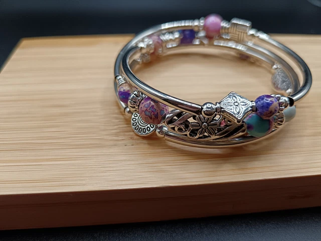 Bracelet Fitness Haltères Pierre Naturelle Bleue - Alliage Élastique Givré, Bijoux Sport Homme Femme En Acier Inoxydable