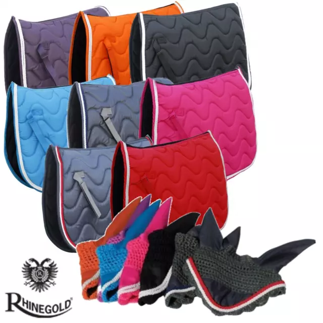 Saddle Pad/Fly Veil Set  Elite Wave by Rhinegold  Ventilated  Wicking Breathable