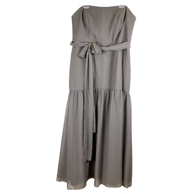 White Vera Wang Gray Crinkle Chiffon Trumpet Hem Strapless Dress Womens Size 24